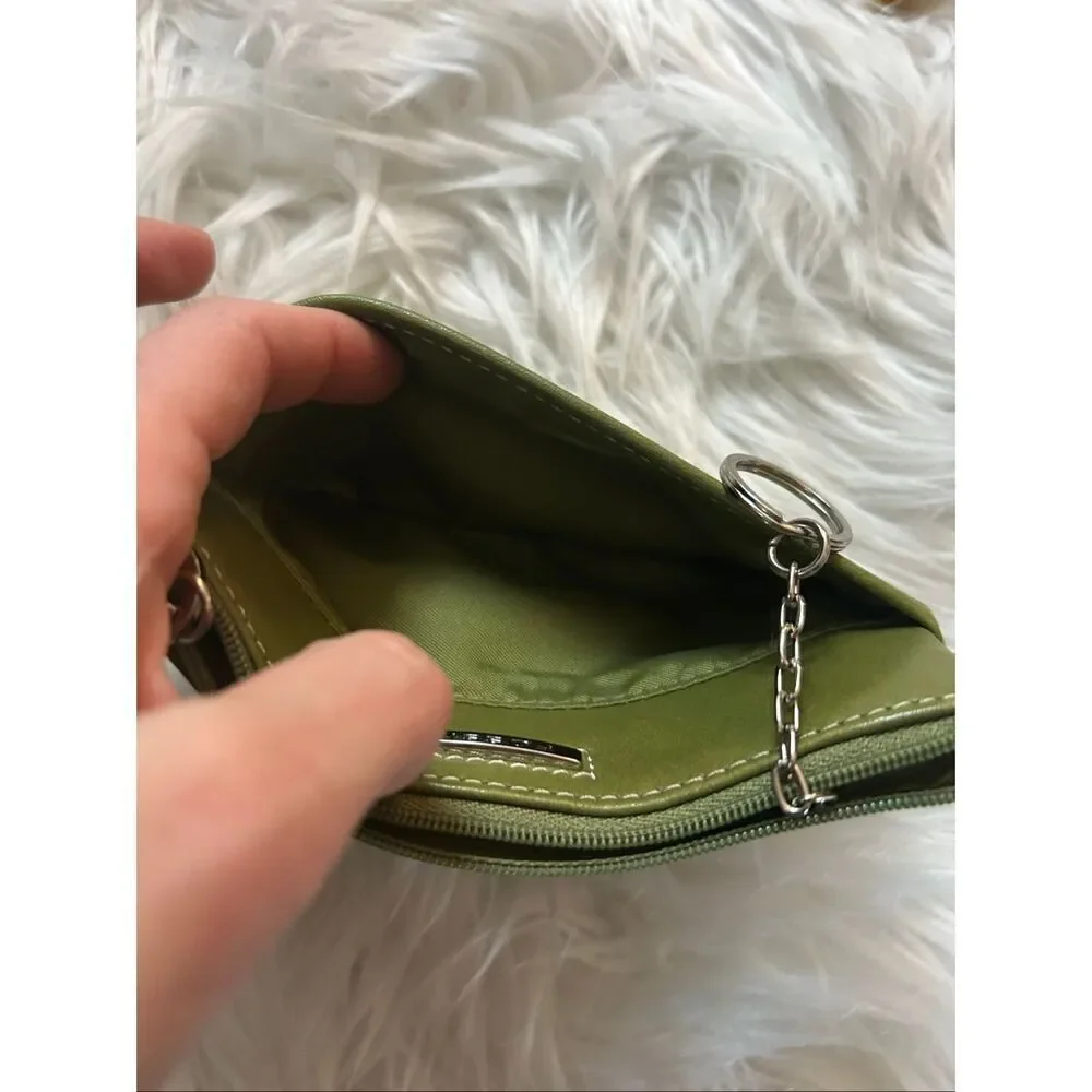 Fossil green clutch with zipper small vintage like style Y2K